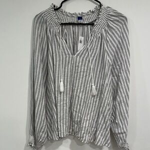Old Navy Women's Black and White Striped Blouse